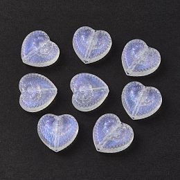 Honeyhandy Transparent Acrylic Beads, Glitter Powder, Heart with Flower, Clear, 17x18x6mm, Hole: 1.6mm, about 388pcs/500g