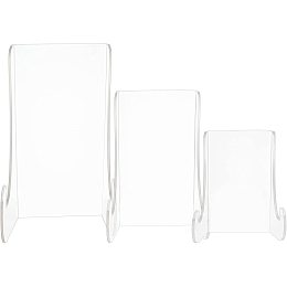 OLYCRAFT 3pcs Double-Bend Acrylic Easel Stand Mixed Size White Acrylic Easel Stands Card Stands Desktop Display Stand for Display Flat Plates Photos Place Cards