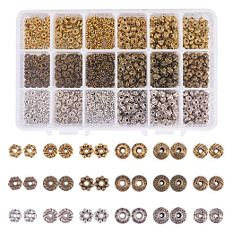 PandaHall Elite 1 Box 900 PCS 6 Style 3 Color Antique Tibetan Alloy Spacer Beads Jewelry Findings Accessories for Bracelet Necklace Jewelry Making