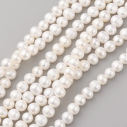 Honeyhandy Grade AA Natural Cultured Freshwater Pearl Beads Strands, Potato, Seashell Color, 7~8x6~7mm, Hole: 0.5mm, about 55pcs/strand, 14.1 inch(36cm)