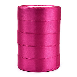 Honeyhandy Single Face Satin Ribbon, Polyester Ribbon, Hot Pink, 1 inch(25mm) wide, 25yards/roll(22.86m/roll), 5rolls/group, 125yards/group(114.3m/group)