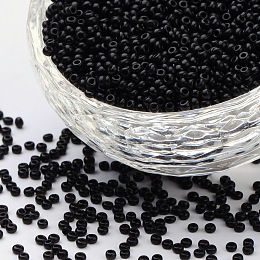 FGB 12/0 Round Glass Seed Beads, Baking Paint, Black, 12/0, 2x1.5mm, Hole: 0.7mm, about 30000pcs/bag