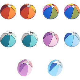 CHGCRAFT 10Pcs 5Colors Ball Shape Silicone Beads for DIY Necklaces Bracelet Keychain Making Handmade Crafts, Mixed Color