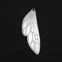 Honeyhandy 201 Stainless Steel Pendants, Laser Cut, Wing, Stainless Steel Color, 34.5x12x1mm, Hole: 1.4mm