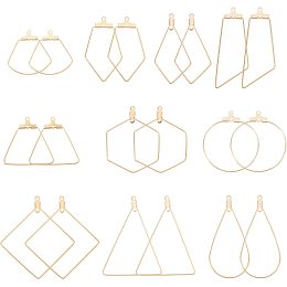 UNICRAFTALE 40pcs 10 Styles Hoop Earrings Fidnings 304 Stainless Steel Wire Pendants Golden Wire Charms Mixed Shapes Hoop Pendant for DIY Earrings Jewelry Making