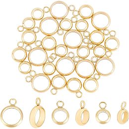 UNICRAFTALE 30pcs Golden Ring Hanger Links Column Bail Beads 304 Stainless Steel Hanger Links Pendant Bail Hanger Dangle Connector Links for Dangle Jewelry Making 4~7mm Inner Dia