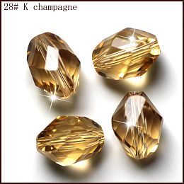 Honeyhandy Imitation Austrian Crystal Beads, Grade AAA, Faceted, Bicone, Gold, 10x13mm, Hole: 0.9~1mm