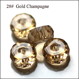 Honeyhandy Imitation Austrian Crystal Beads, Grade AAA, Faceted, Flat Round, Gold, 8x3.5mm, Hole: 0.9~1mm