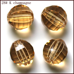 Honeyhandy Imitation Austrian Crystal Beads, Grade AAA, Faceted, Round, Gold, 10mm, Hole: 0.9~1mm