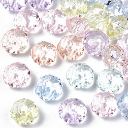 Honeyhandy Transparent Acrylic Beads, Faceted, Abacus, Mixed Color, 8x5mm, Hole: 1.6mm, about 2600pcs/500g