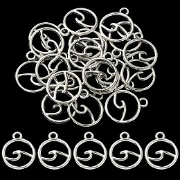 Honeyhandy 20Pcs Tibetan Style Alloy Charms, Flat Round, Cadmium Free & Lead Free, Antique Silver, 14.5x12x1.5mm, Hole: 1.6mm