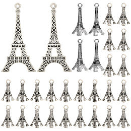 NBEADS 98 Pcs 3 Styles Eiffel Tower Pendants, Tibetan Style Alloy Pendants Antique Silver Hanging Chrams for Bracelets Necklace DIY Jewelry Making