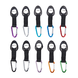 SUPERFINDINGS 10Pcs 10 Colors Aluminum with Rubber Drinking Bottles Clasps, for Drinking Bottles Hanger, Mixed Color, 145x38mm, 1pc/color