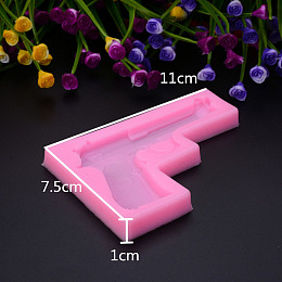 Honeyhandy Handgun Shape DIY Food Grade Silicone Molds, Fondant Molds, For DIY Cake Decoration, Chocolate, Candy, UV Resin & Epoxy Resin Jewelry Making, Random Single Color or Random Mixed Color, 110x75x10mm