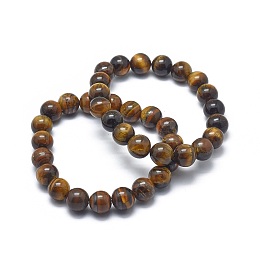 Honeyhandy Natural Tiger Eye Bead Stretch Bracelets, Round, 2 inch~2-3/8 inch(5~6cm), Bead: 5.8~6.8mm