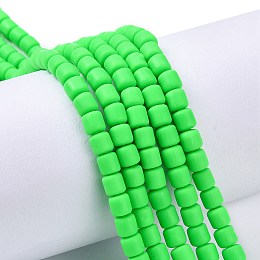 Honeyhandy Handmade Polymer Clay Bead Strands, Column, Lawn Green, 6.5x6mm, Hole: 1.2mm, about 61pcs/strand, 15.75 inch(40cm)