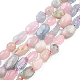 Honeyhandy Natural Morganite Beads Strands, Oval, 8~15x7~12x4~12mm, Hole: 1mm, about 30~45pcs/strand, 15.7