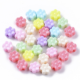 Honeyhandy Opaque Polystyrene Plastic Beads, Flower, Mixed Color,11.5x7mm, Hole: 3.5mm