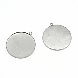 Honeyhandy 304 Stainless Steel Pendant Cabochon Settings, Plain Edge Bezel Cups, Flat Round, Stainless Steel Color, Tray: 25mm, 30x26.5x1mm, Hole: 2mm