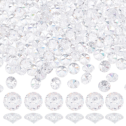 PandaHall Elite 150Pcs Cubic Zirconia Cabochons, Grade A, Faceted, Diamond, Clear, 5x3mm