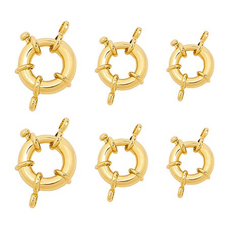 Rack Plating Brass Spring Clasps, Nickel Free, Real 18K Gold Plated, 13~17x5~6mm, Hole: 3~4mm; 9pcs/box
