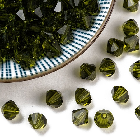 Arricraft Czech Glass Beads, Faceted, Bicone, Olive, 6mm in diameter, hole: 0.8mm, 144pcs/gross