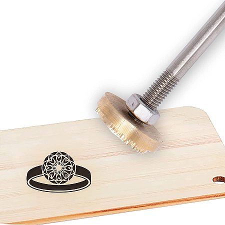 OLYCRAFT Wood Leather Cake Branding Iron 1.2 Inch Branding Iron Stamp Custom Logo BBQ Heat Bakery Stamp with Brass Head Wood Handle for Woodworking Baking Handcrafted Design - Diamond Ring