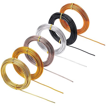 Pandahall Elite 10 Guage Aluminum Craft Wire 6 Color Jewelry Wire Colored Aluminum Wire Flexible Metal Wire for Jewelry Making Supplies and Craft, Wire for Beading Art Work, 60m/196 Feet in Total