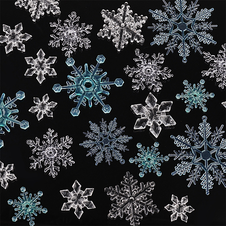 AHANDMAKER DIY Christmas Snowflake Jewelry Making Finding Kit, Including 45Pcs 9 Style Acrylic Connector Charms & Big Pendants, Sky Blue, 28.5~77.5x25~71x2~9.5mm, Hole: 1.6~2mm, 5Pcs/style