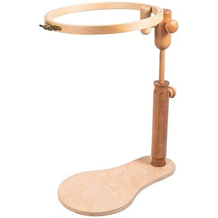 OLYCRAFT Natural Beech Wood Adjustable Rotated Embroidery Frame Stand Round Embroidery Frame Hoop for Cross Stitch Wooden Stand Suitable for Studio, Chinese Embroidery Frame Set