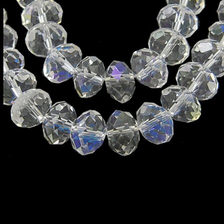 NBEADS 10 Strands Pearl Luster Plated Crystal Suncatcher Faceted Abacus Clear Glass Beads Strands With 4x3mm,Hole: 1mm,About 150pcs/strand