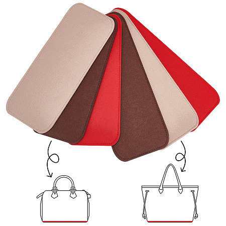 BENECREAT 6Pcs 6 Style Felt Base Shaper, 2 Sizes Rectangle Wool Felt Handbag Base Shaper for Bag Bottom Accessories, 3 Colors