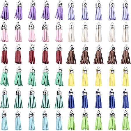 SUNNYCLUE 100Pcs 10 Colors Keychain Tassel Leather Charms Faux Suede Tassel Pendant Bulk with CCB Plastic Cord End for Keyring Decoration DIY Jewelry Making Crafts Graduation Supplies, Mixed Color