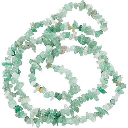 BENECREAT 33 Inch(84cm) Green Aventurine Chip Stone 3 Strand Natural Chip Stone Beads Loose Crystal Stone for Jewelry Making DIY Crafts Decoration