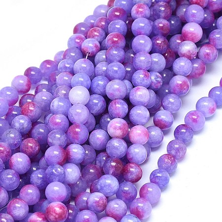 ARRICRAFT Natural Dyed Jade Beads Strands, Round, Blue Violet, 8mm, Hole: 1mm; about 46~48pcs/strand, 14.7~15.2 inches(37.4~38.5cm)