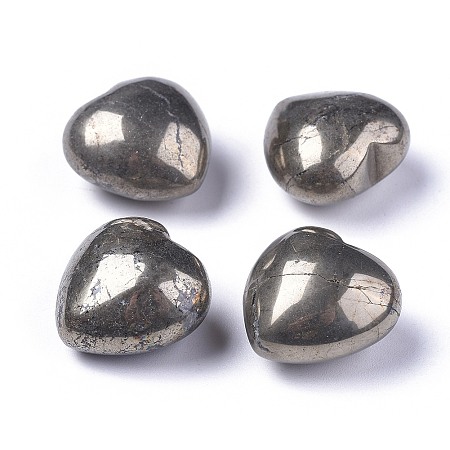 Honeyhandy Natural Pyrite Beads, No Hole/Undrilled, Heart, 20x20x13~13.5mm