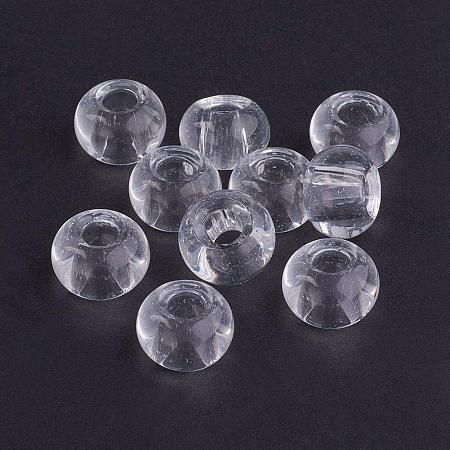 NBEADS 100PCS Clear Crystal Round Glass Beads, 15mm Large Hole Beads fit European Charm Bracelet