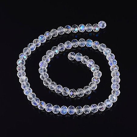NBEADS 10 Strands AB Color Plated Abacus White Glass Beads Strands with 10mm in diameter,7mm thick,hole:1mm,about 72pcs/strand
