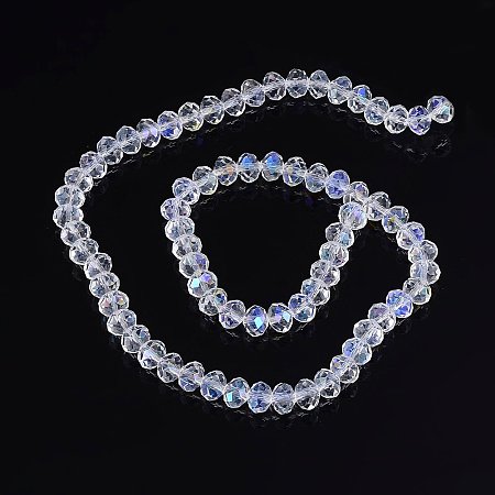 NBEADS 10 Strands AB Color Plated Crystal Suncatcher Faceted Abacus Clear Glass Beads Strands With 8x6mm,Hole: 1mm,About 72pcs/strand