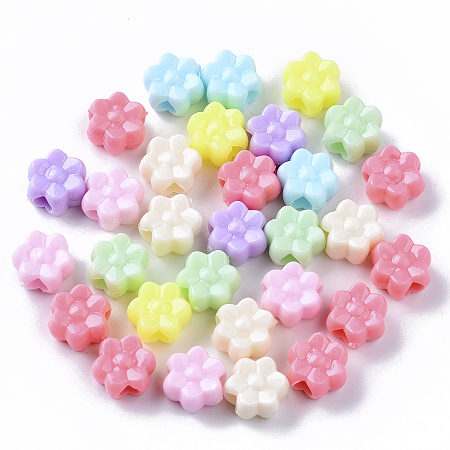 Arricraft Opaque Polystyrene(PS) Plastic Beads, Flower, Mixed Color, 11.5x7mm, Hole: 3.5mm, about 1000pcs/500g