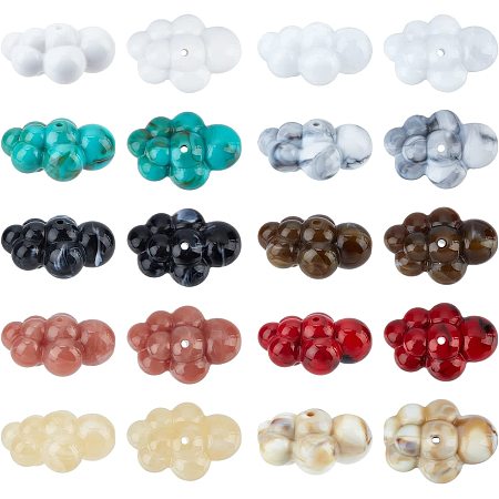 SUPERFINDINGS 20pcs 10 Colors Acrylic Beads Imitation Gemstone Cloud Style Round Ball Loose Large Beads Acrylic Opaque Mixed Colors Beads for Jewelry Making, Hole: 2mm