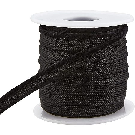 AHANDMAKER 10 Yards Piping Trim with Welting Cord, 3/8 inch Maxi Piping Bias Tape Lip Cord Trim for Webbing Garment Sewing Trimming Upholstery Accessories, Black
