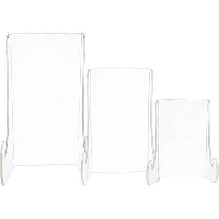 OLYCRAFT 3pcs Double-Bend Acrylic Easel Stand Mixed Size White Acrylic Easel Stands Card Stands Desktop Display Stand for Display Flat Plates Photos Place Cards