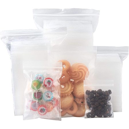 PandaHall Elite 300pcs Clear Resealable Bags 0.15mm Plastic Zip Bags for Small Items Jewelry Packing, 15x10cm / 12x8cm / 8x6cm