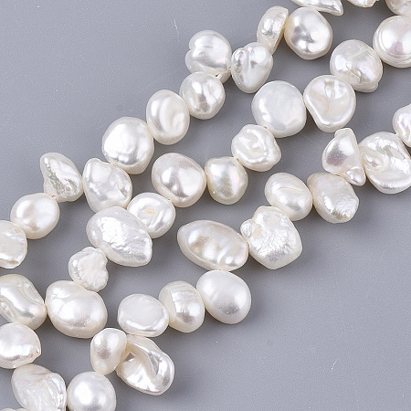 ARRICRAFT Natural Baroque Pearl Keshi Pearl Beads Strands, Cultured Freshwater Pearl, Nuggets, Seashell Color, 6~10x6~8x3~6mm, Hole: 0.6mm, about 64~69pcs/Strand, 14.57 inches(40cm)