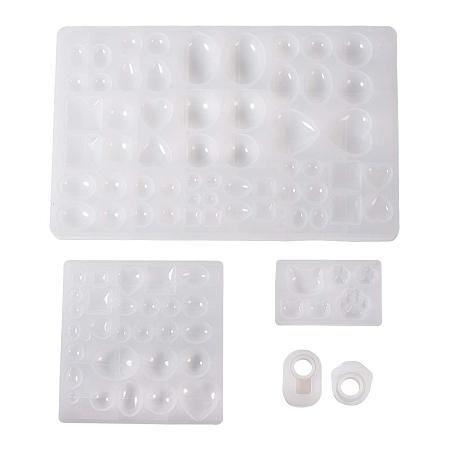PandaHall Elite 5 pcs Clear Jewelry Silicone Mold, Heart/Oval/Teardrop/Square/Paw Print/Round/Cat Head Silicone Casting Moulds for Resin Epoxy, DIY Craft, Pendant Earring Jewelry Making