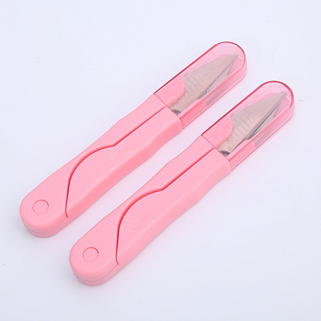 Honeyhandy Steel Sewing Scissors, with Plastic Handle and Protect Cover, Pink, 11.5x1.7cm