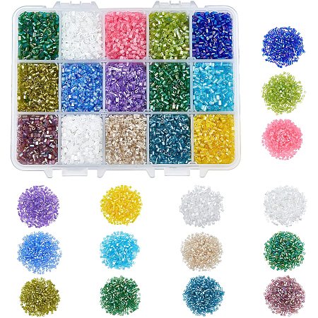 NBEADS 300g 15 Colors Glass Seed Beads 2mm, Hexagon Glass Seed Beads Pony Beads Mini Spacer Loose Beads for DIY Craft Bracelet Necklace Jewelry Making