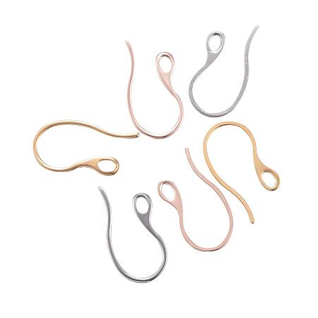 PandaHall Elite About 100 Pcs 304 Stainless Steel Earring Hook Ear Wires with Loop 22x11.5x1mm for Jewelry Making Mix Colors