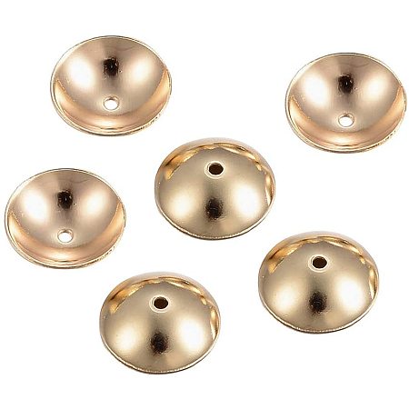 PandaHall Elite About 100 Pcs 304 Stainless Steel Flower Petal Bead Caps Metal Spacer Beads for Bracelet Necklace Jewelry Making, Gold